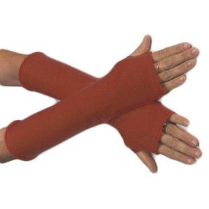 Rust Orange Brown Fleece Arm Warmers Texting Gloves Winter Fall Women's Men's